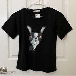 Black T-Shirt with Puppy Print